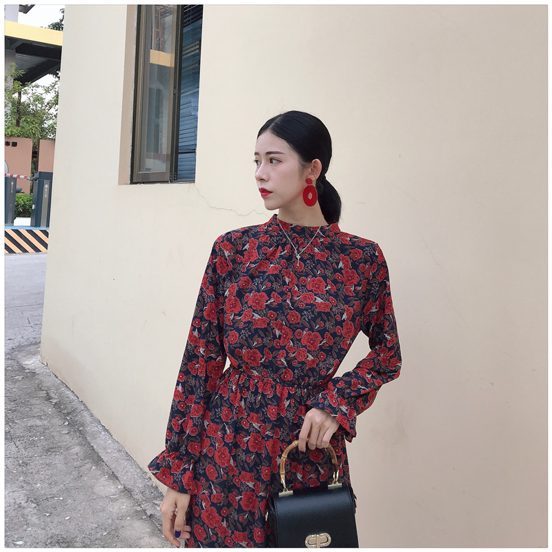 EW20285 Floral Dress Red