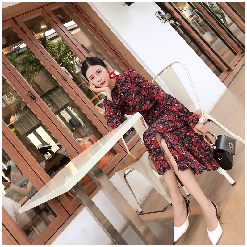 EW20285 Floral Dress Red