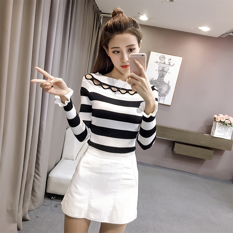 EW20290 Fashion Stripe Top Black