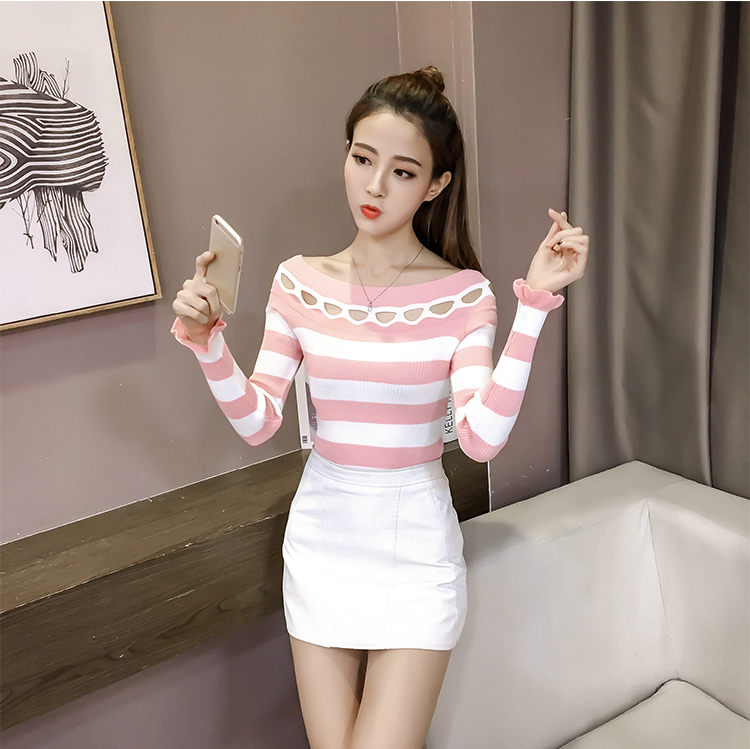 EW20290 Fashion Stripe Top Pink