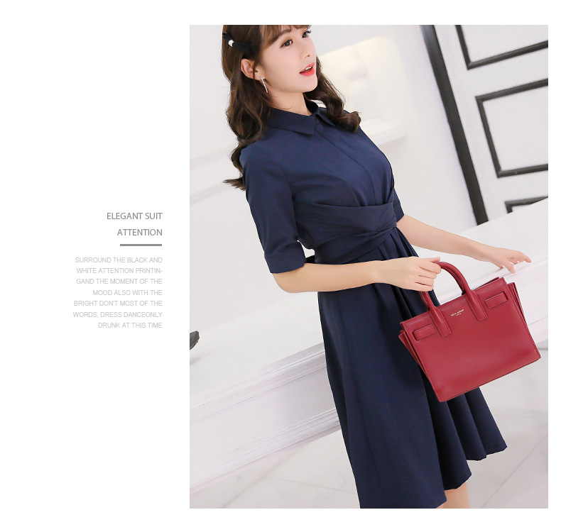 TW60005 Elegant OL Dress Dark Blue