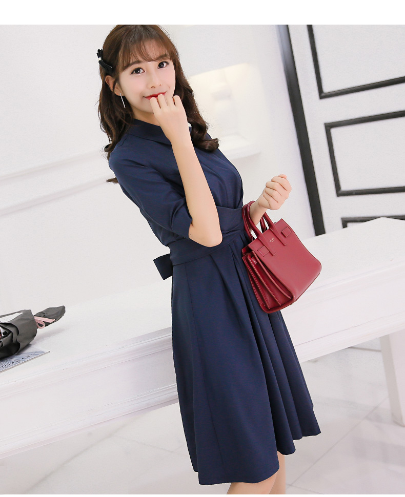 TW60005 Elegant OL Dress Dark Blue