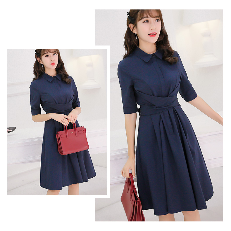 TW60005 Elegant OL Dress Dark Blue