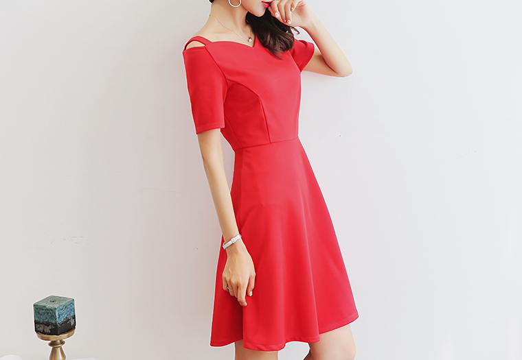 TW60007 Trendy OL Dress Red