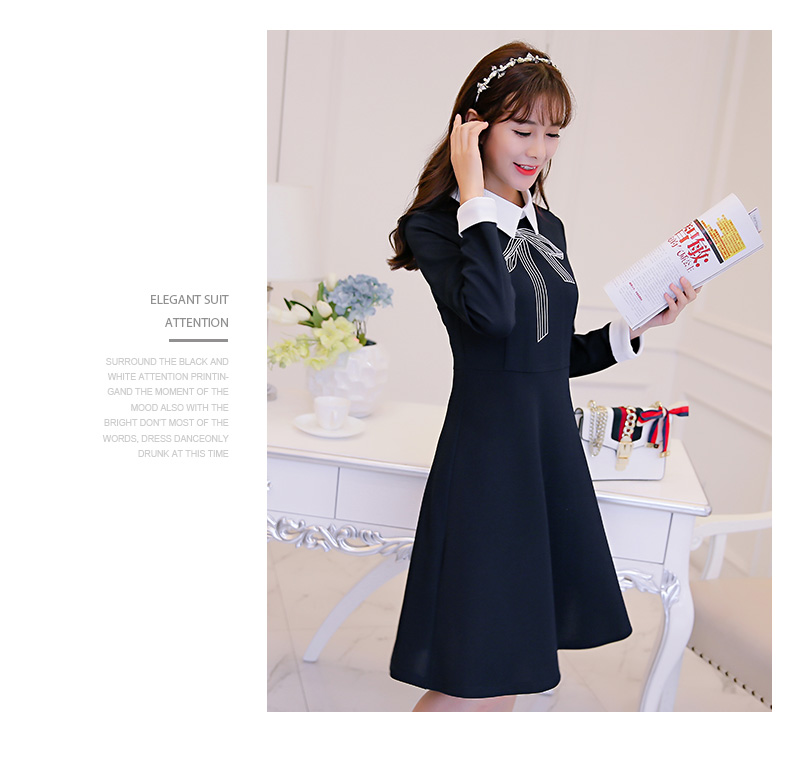 TW60038 Fashion OL Dress Dark Blue
