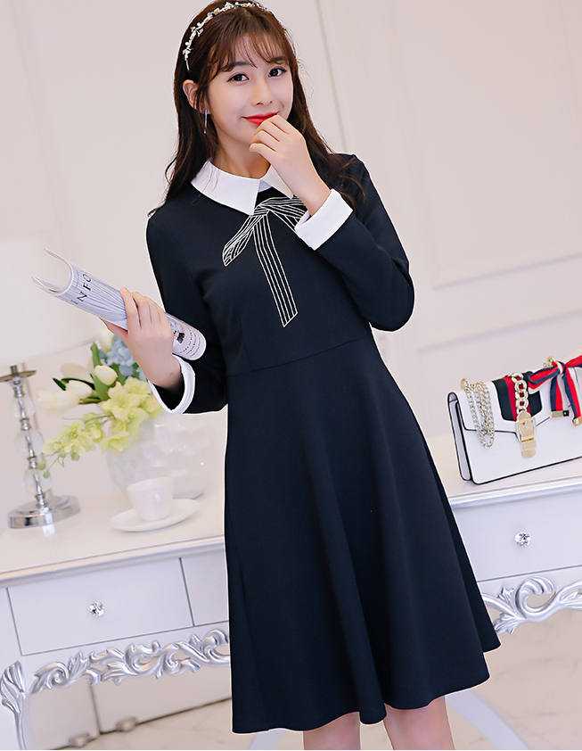 TW60038 Fashion OL Dress Dark Blue