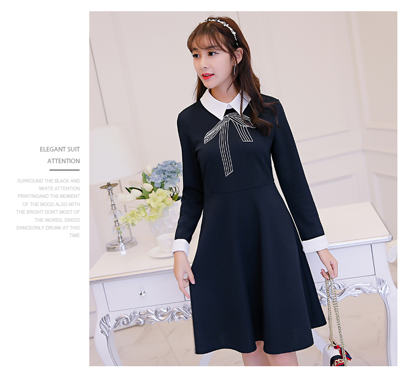 TW60038 Fashion OL Dress Dark Blue