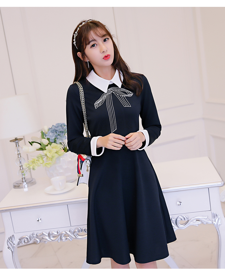 TW60038 Fashion OL Dress Dark Blue