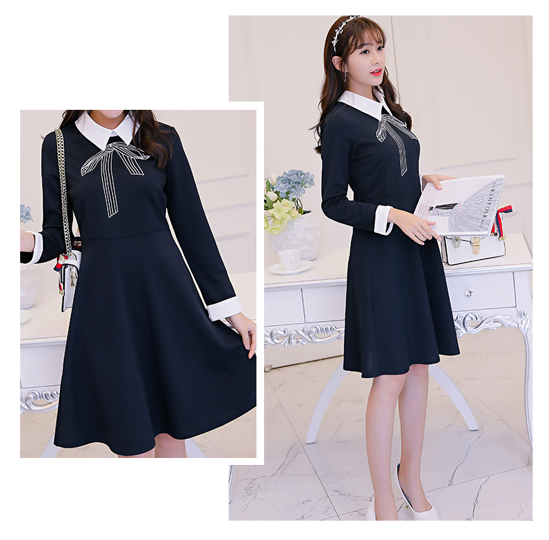 TW60038 Fashion OL Dress Dark Blue