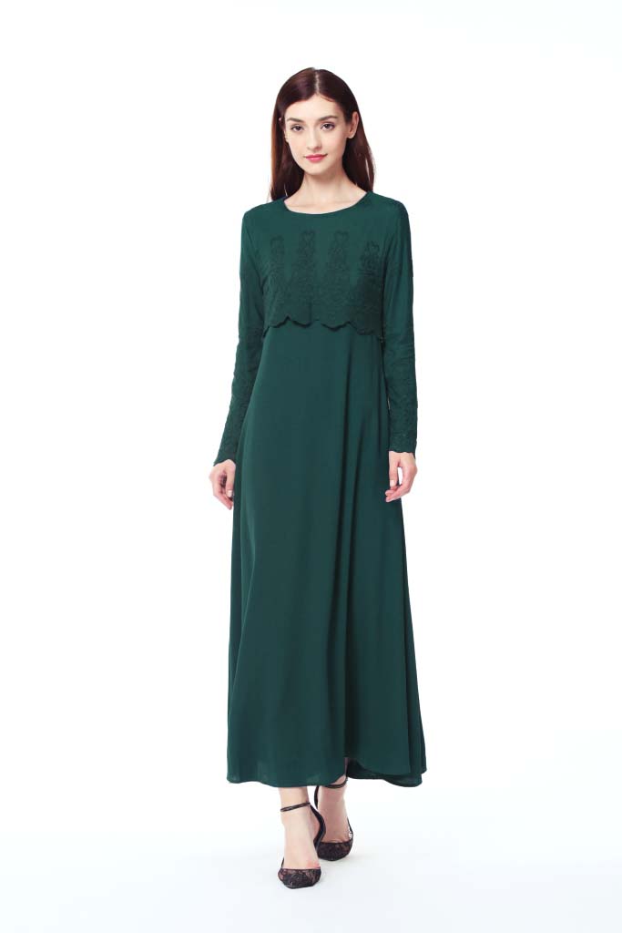 BM70016 Stylish Jubah Dark Green