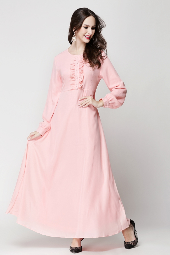BM70023 Elegant Jubah Light Pink