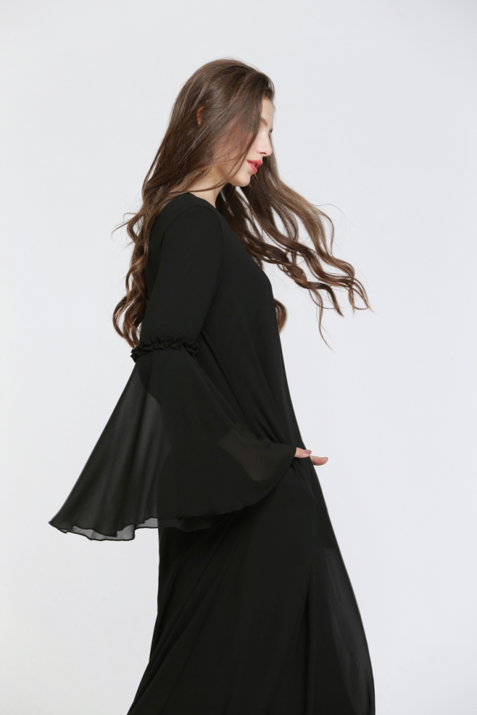 BM70002 Fashion Chiffon Jubah Black