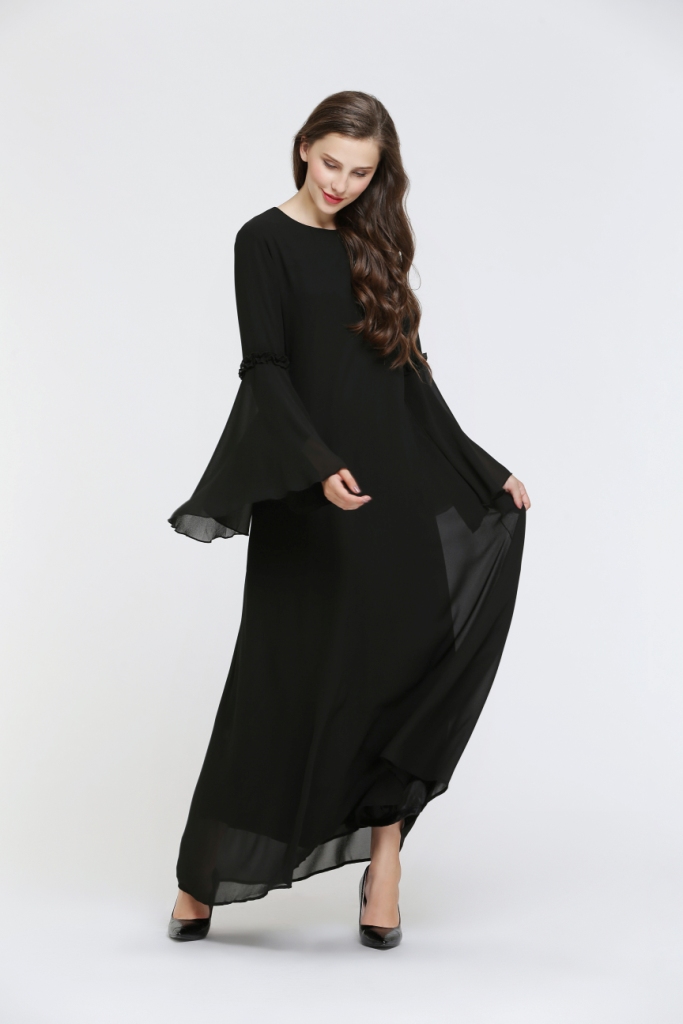 BM70002 Fashion Chiffon Jubah Black