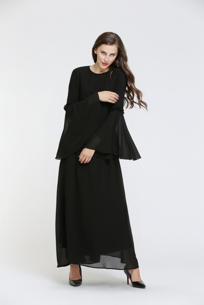 BM70002 Fashion Chiffon Jubah Black