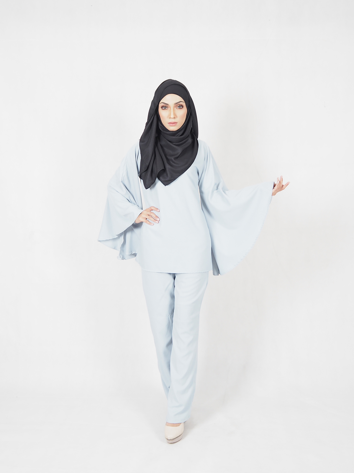 SW4586 Blouse & Pant (Plus Size) Light Blue