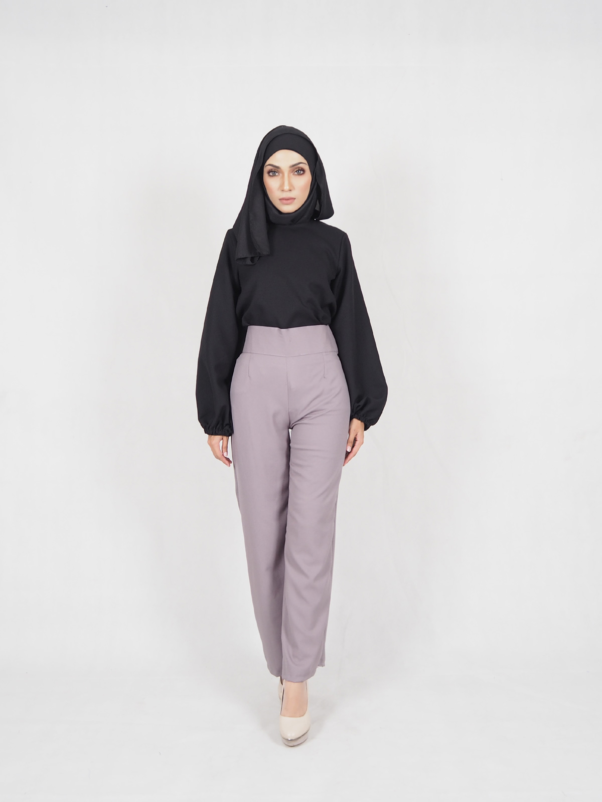 SW4588 High Waist Pant (Plus Size) Grey