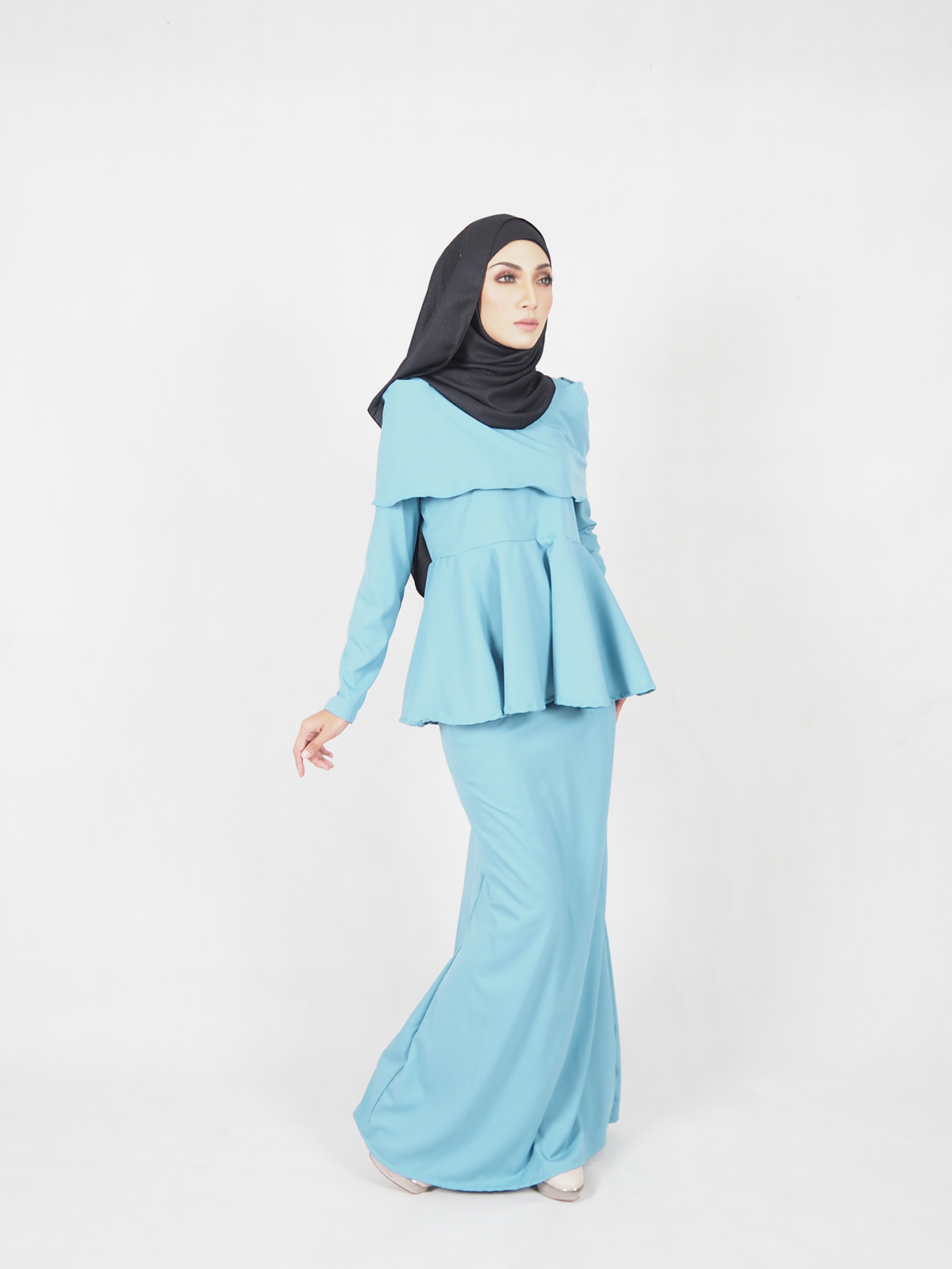 SW4646 Baju Kurung (Plus Size Breastfeed) Blue