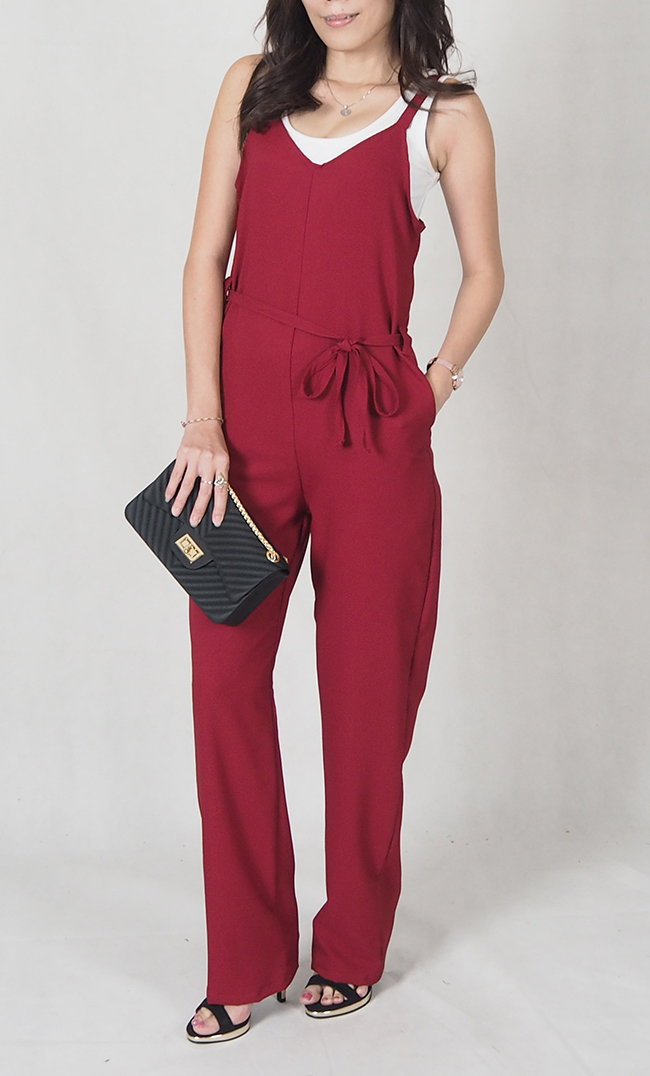 SW4689 Fashion Jumpsuit Maroon