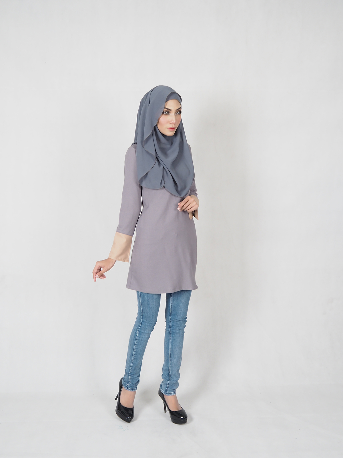 SW4704 Stylish Blouse (Plus Size) Grey