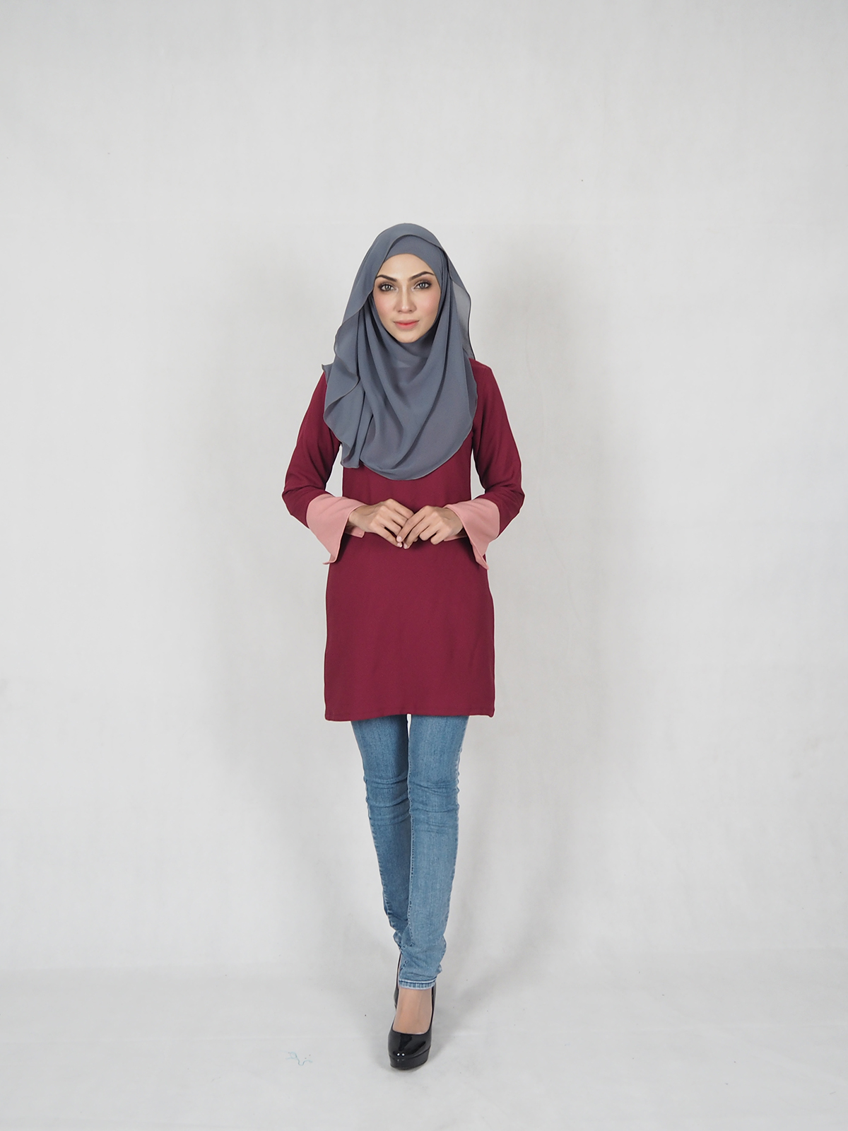 SW4704 Stylish Blouse (Plus Size) Maroon