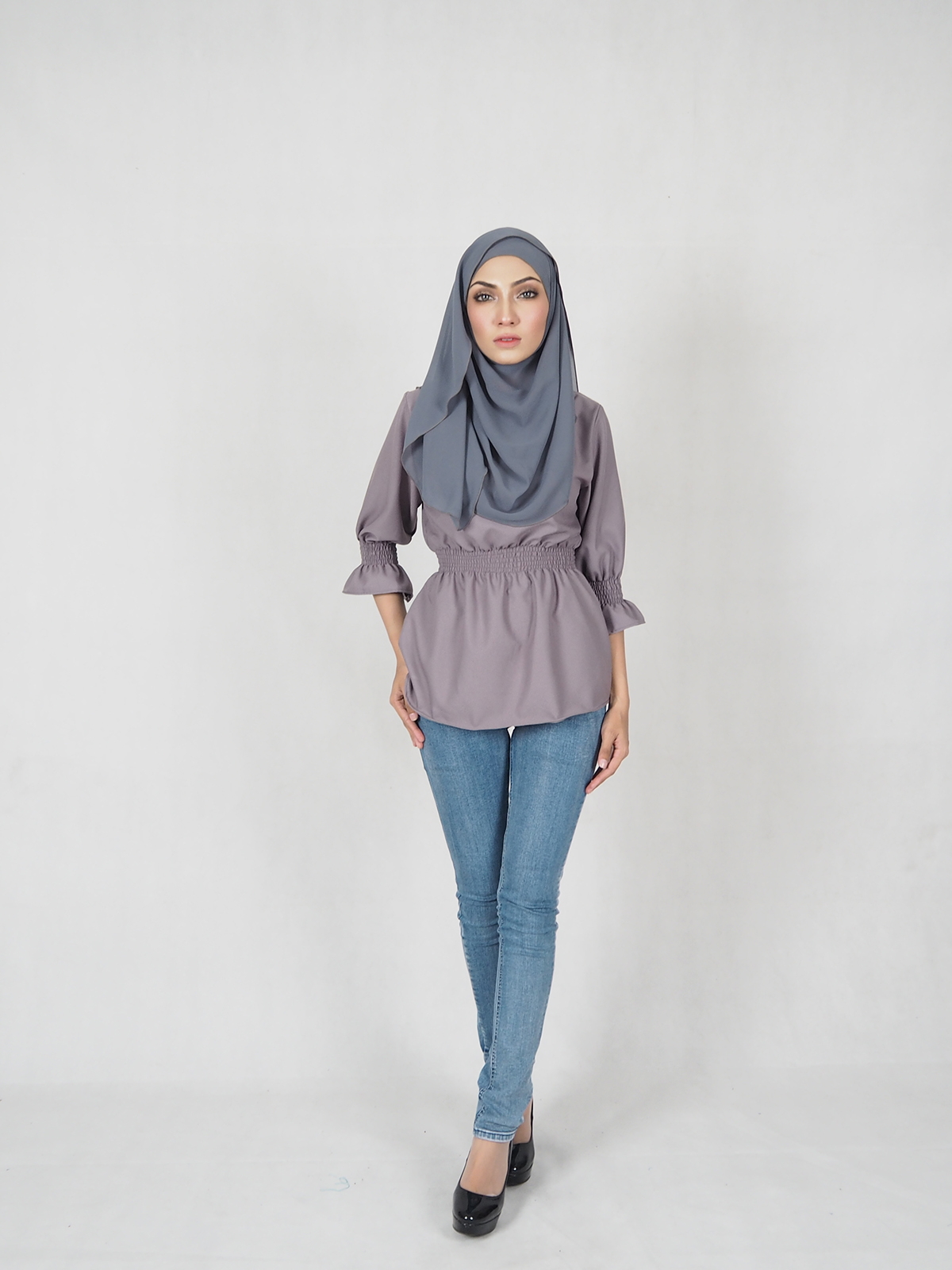 SW4708 Stylish Blouse (Plus Size) Grey