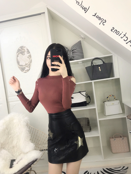 EW20310 Trendy Knit Top Brown
