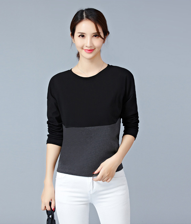 EW20340 Stylish Dual Colour Top Black