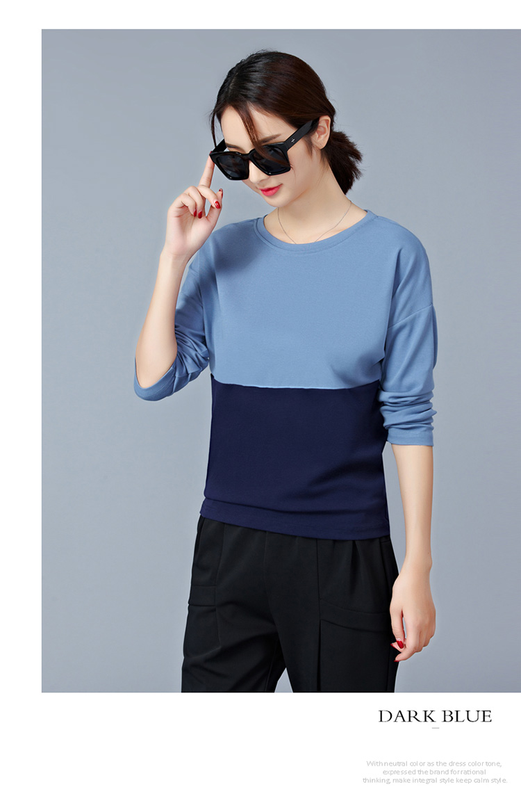 EW20340 Stylish Dual Colour Top Blue