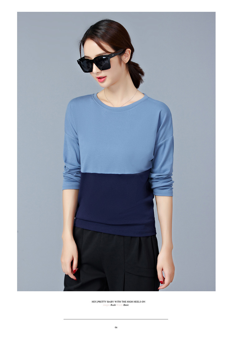 EW20340 Stylish Dual Colour Top Blue