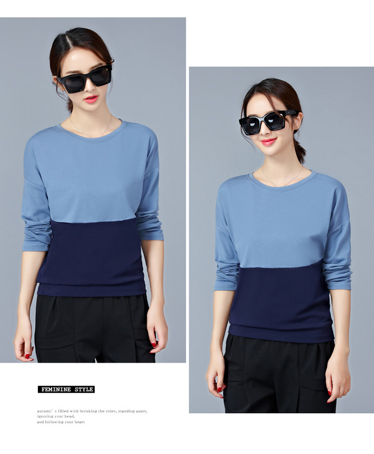 EW20340 Stylish Dual Colour Top Blue