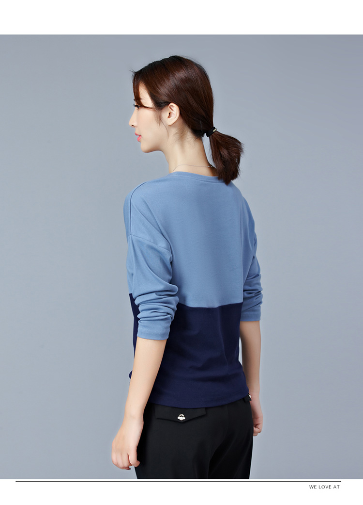 EW20340 Stylish Dual Colour Top Blue