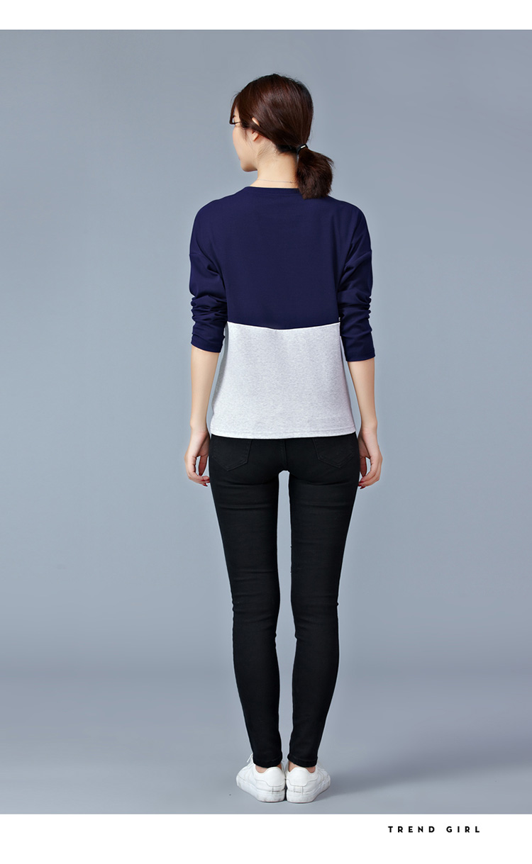 EW20340 Stylish Dual Colour Top Dark Blue