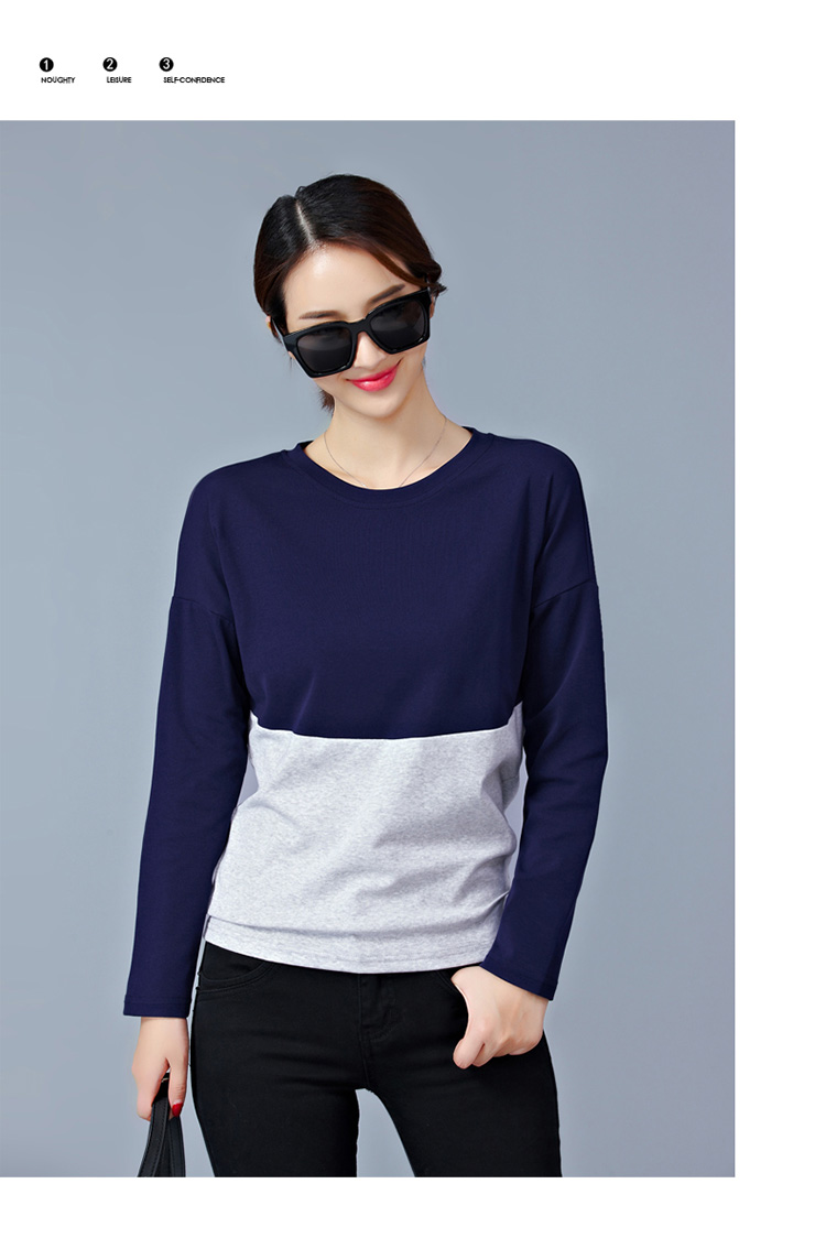 EW20340 Stylish Dual Colour Top Dark Blue