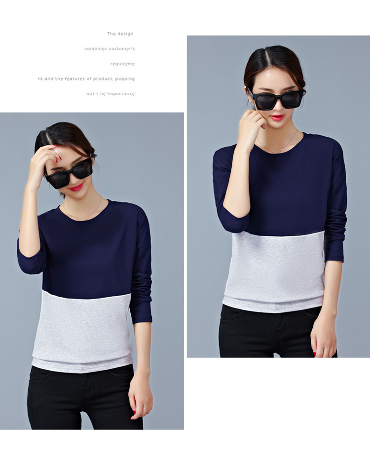 EW20340 Stylish Dual Colour Top Dark Blue