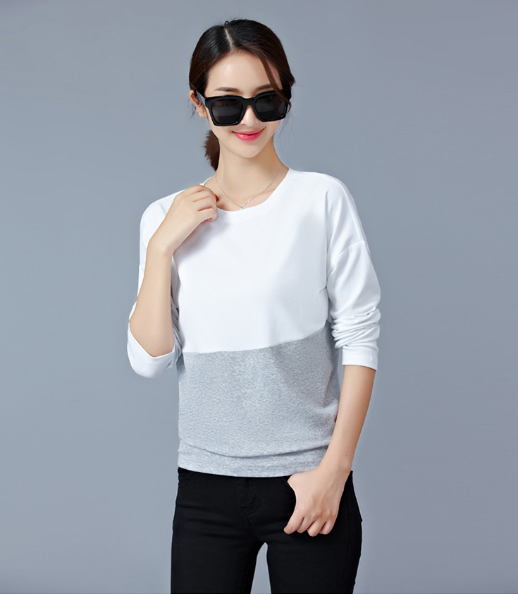 EW20340 Stylish Dual Colour Top Grey