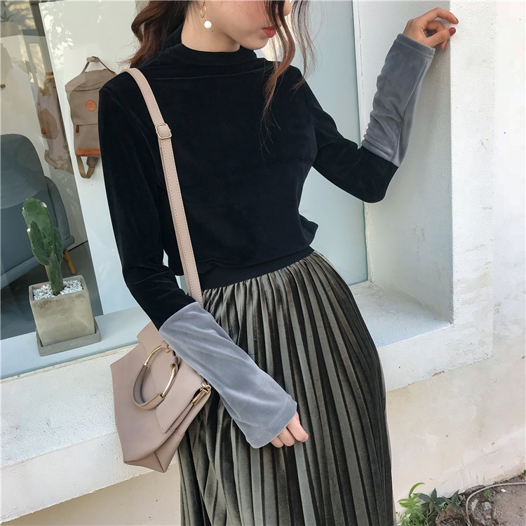 EW20352 Stylish Velvet Top Black