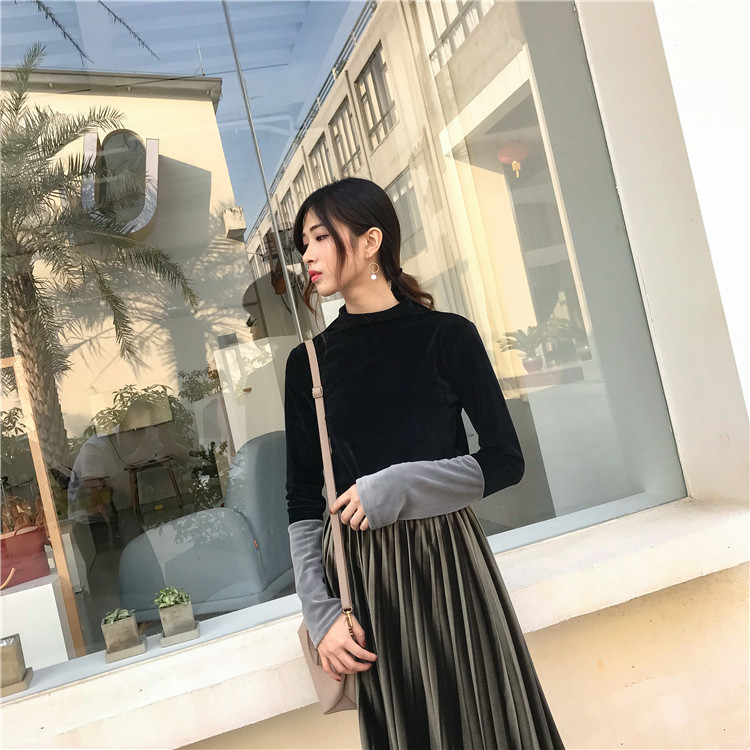EW20352 Stylish Velvet Top Black
