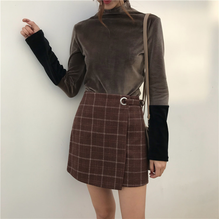 EW20352 Stylish Velvet Top Dark Brown