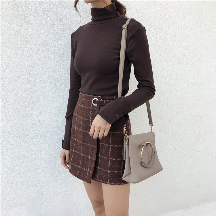 EW20353 Fashion Turtle Neck Top Brown