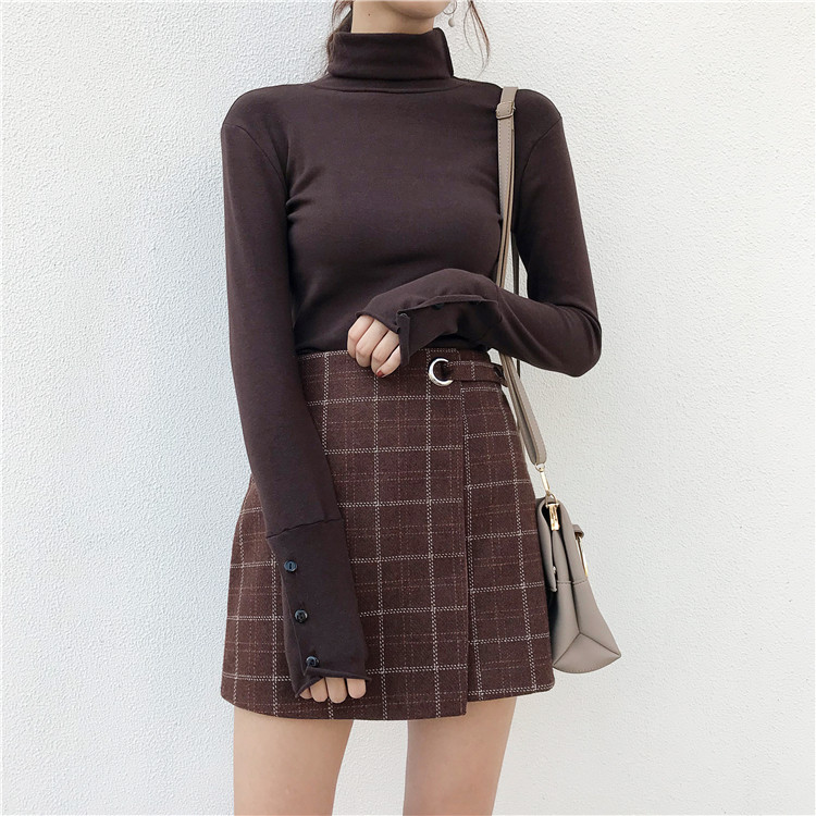 EW20353 Fashion Turtle Neck Top Brown