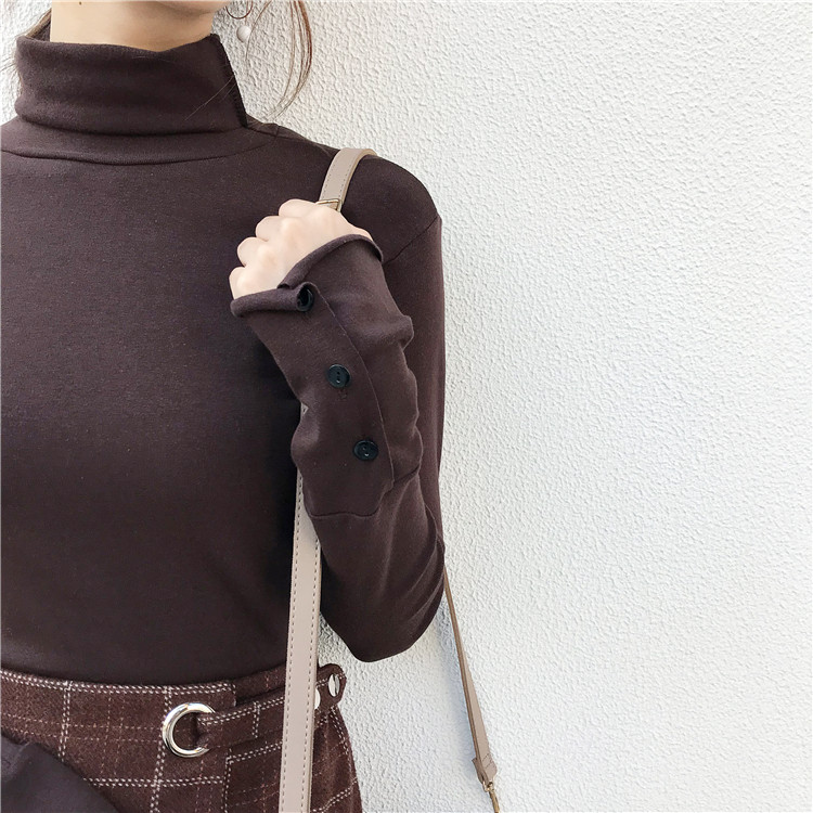 EW20353 Fashion Turtle Neck Top Brown