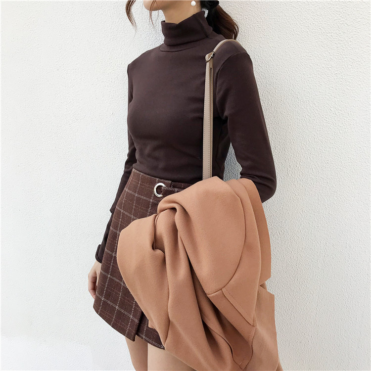 EW20353 Fashion Turtle Neck Top Brown