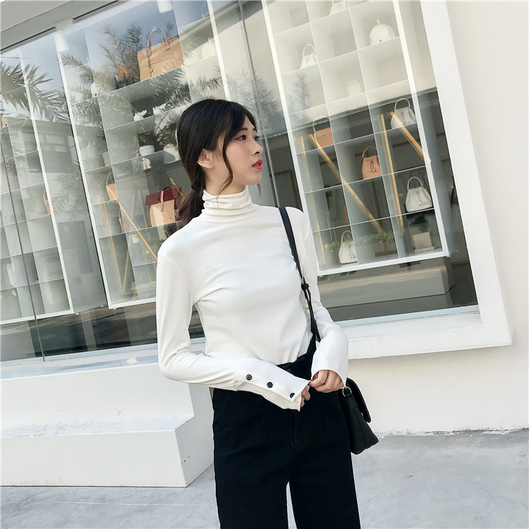 EW20353 Fashion Turtle Neck Top White