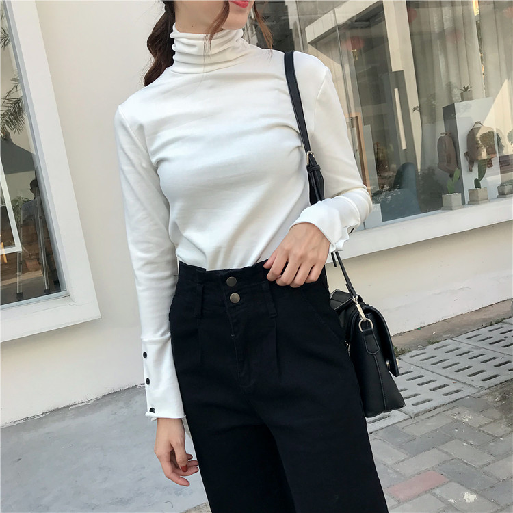 EW20353 Fashion Turtle Neck Top White
