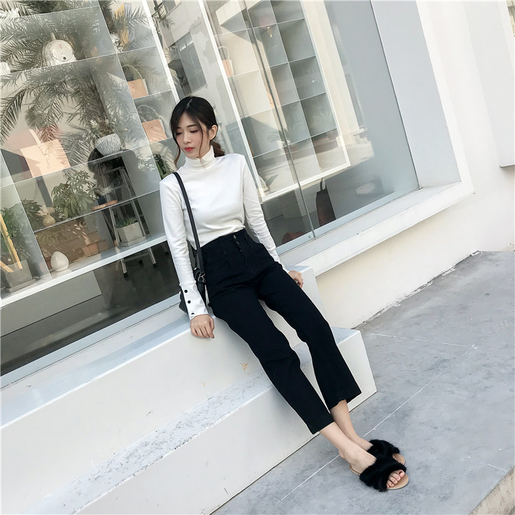 EW20353 Fashion Turtle Neck Top White