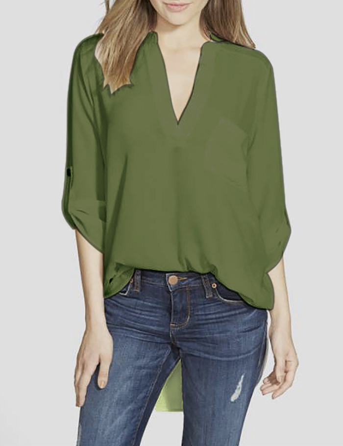 EW20382 Fashion Chiffon Top Green