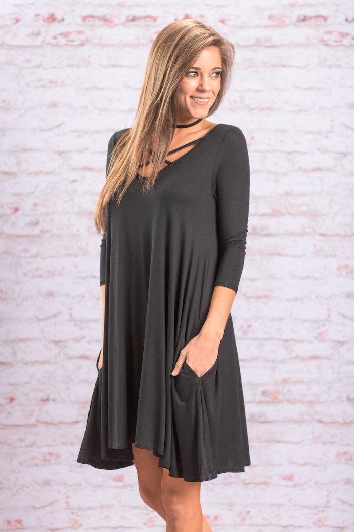 EW20386 Fashion Dress Dark Grey