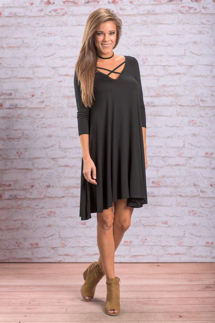 EW20386 Fashion Dress Dark Grey