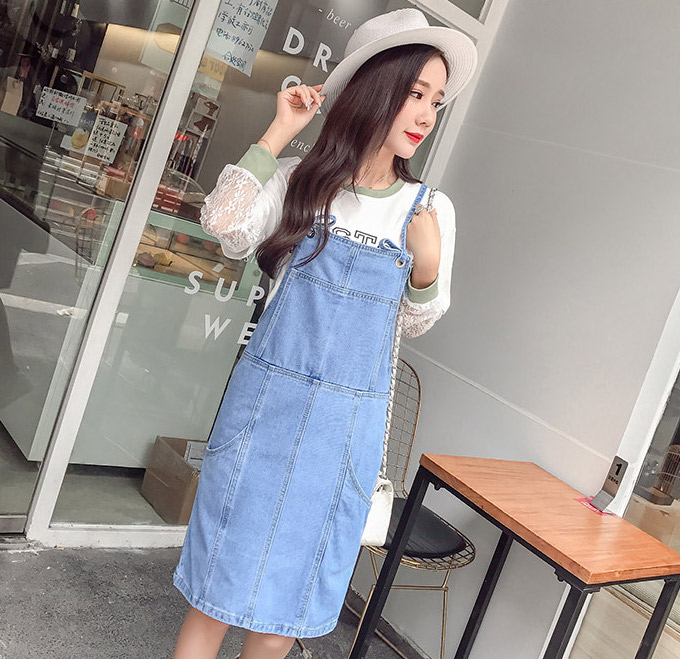 EW20388 Fashion Denim Dress Blue