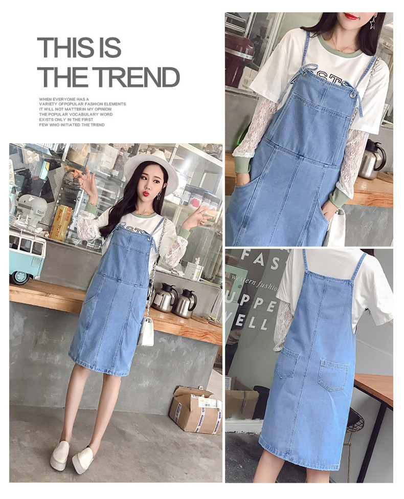 EW20388 Fashion Denim Dress Blue